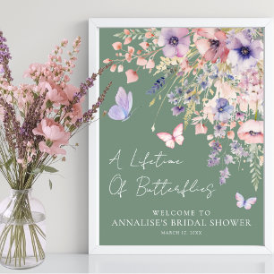 Poster Fête de mariage champêtre papillon