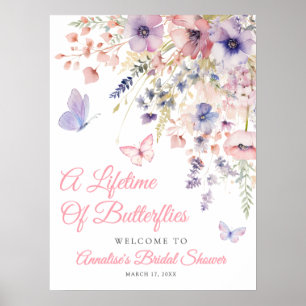 Poster Fête de mariage champêtre papillon