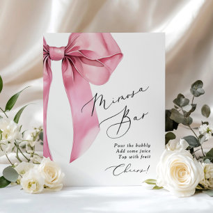 Poster Fête de mariage Coquette avec bar Mimosa et nœud r
