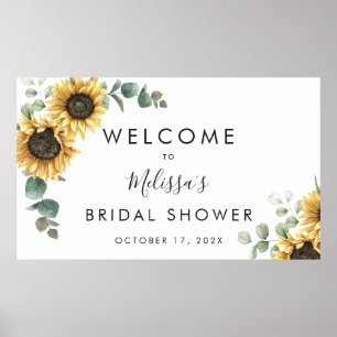 Poster Fête de mariage Floral Tournesol Eucalyptus Verdur
