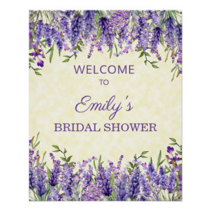 Poster Fête de mariage Florale Aquarelle Jaune Violet
