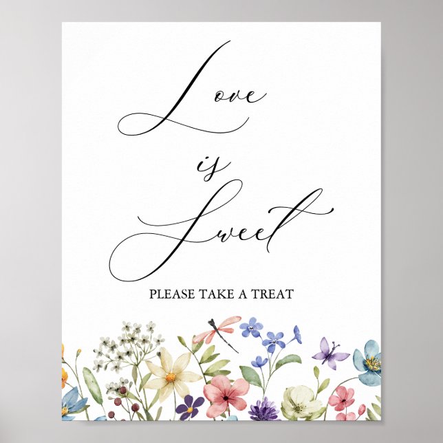Poster Fête de mariage florale moderne avec des fleurs sa (Devant)