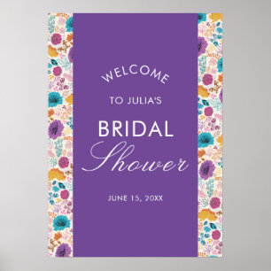 Poster Fête de mariage florale romantique rose Amour en f