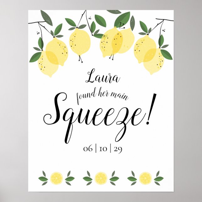 Poster Fête de mariage Main Squeeze Lemons (Devant)