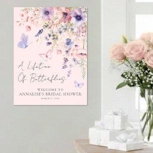 Poster Fête de mariage Papillon Rose Sauvage
