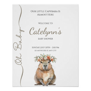 Poster Fête de naissance Capybara • Oh Baby Wildflower