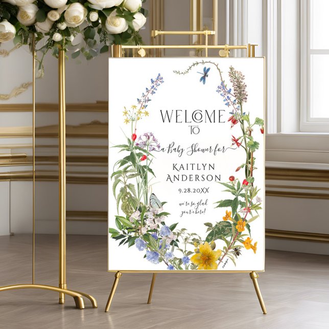 Poster Fête de Naissance Fleur de Fleur Sauvage Aquarelle (Créateur téléchargé)