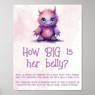 Poster Fête de naissance Little Monster Girl Signe de gro