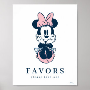 Poster Fête de naissance Rose et Bleu de Minnie Mouse