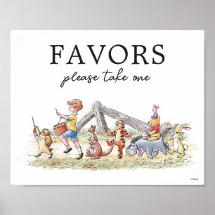 Poster Fête de naissance Watercolor Winnie l'ourson et se
