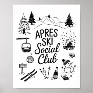 Poster Fête de neige A Prés Club social de ski Ski Winter