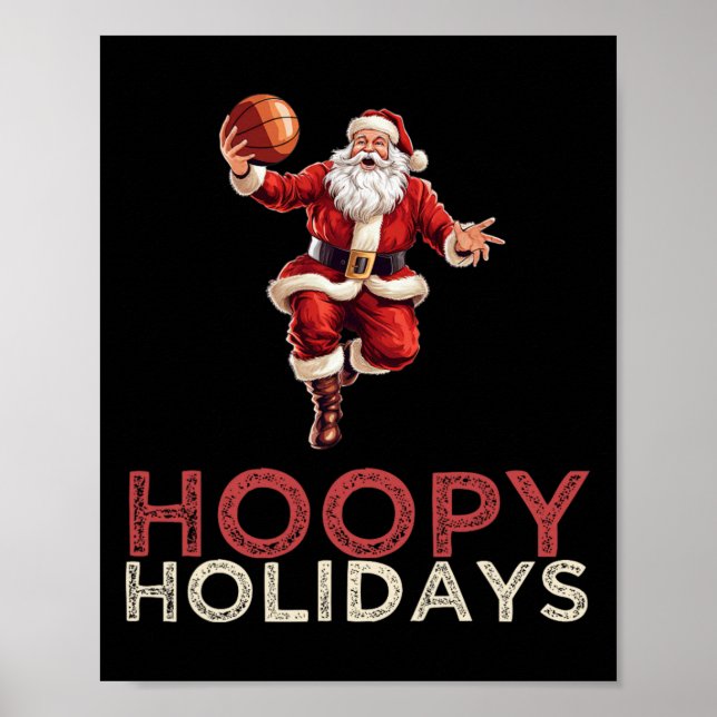 Poster Fête de Noël Basketball Père Noël 1 (Devant)