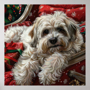 Poster Fête de Noël de Chien Havanais