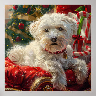 Poster Fête de Noël des chiens maltais