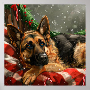 Poster Fête de Noël du berger allemand Chien