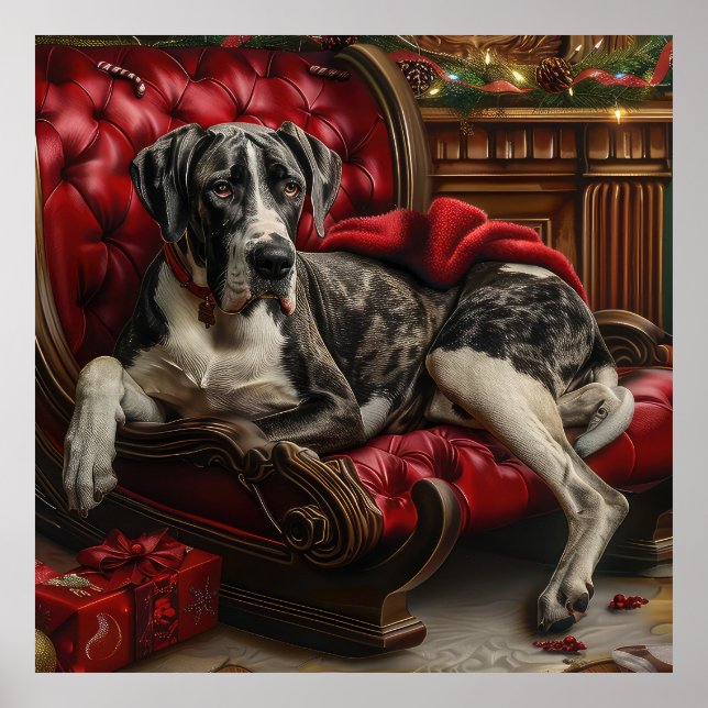 Poster Fête de Noël du chien Danse (Devant)