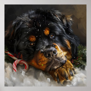 Poster Fête de Noël du chien Mastiff Tibétain