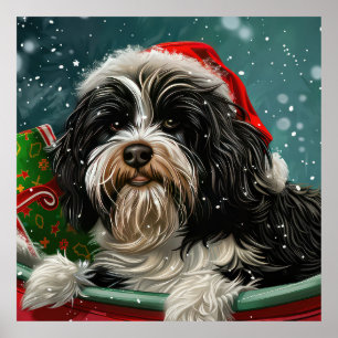 Poster Fête de Noël du chien tibétain Terrier