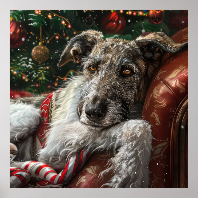 Poster Fête de Noël du loup Hound Dog (Devant)