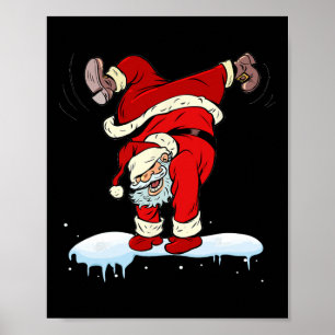 Poster Fête de Noël du Père Noël Hip hop dansant