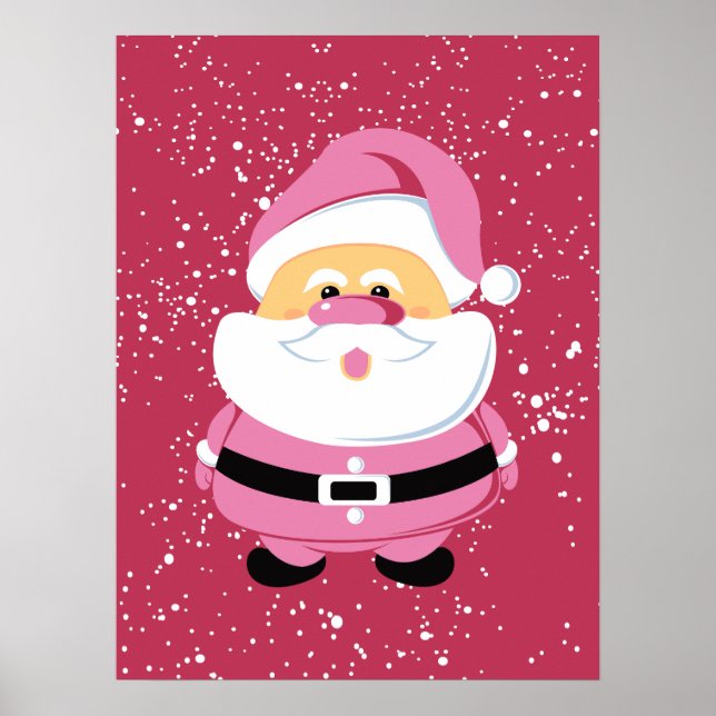 Poster Fête de Noël du Père Noël rose doux (Devant)