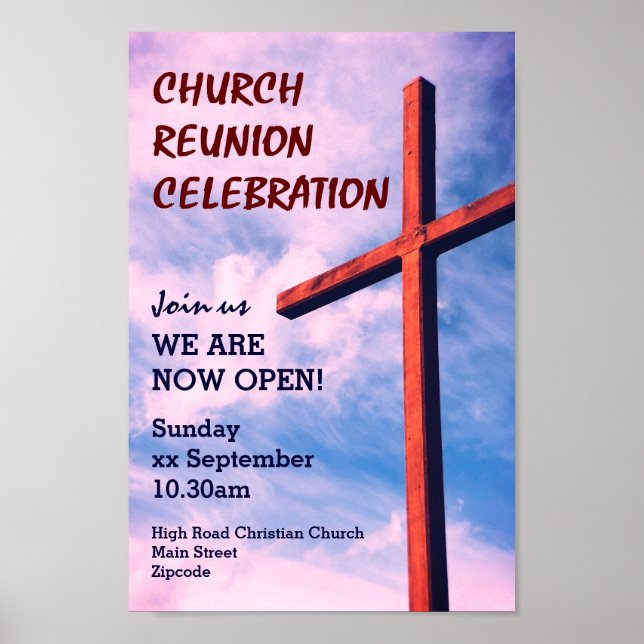 Poster FÊTE DE RÉUNION DE L'EGLISE Réouverture PERSONNALI (Devant)