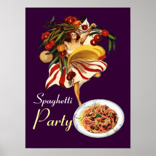 POSTER FÊTE DE SPAGHETTIS DANSE, CUISINE ITALIENNE ET TOM