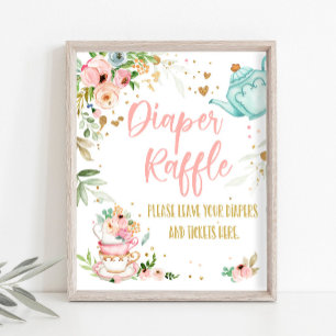 Poster Fête de thé à la tirelire de couche Bébé en prépar