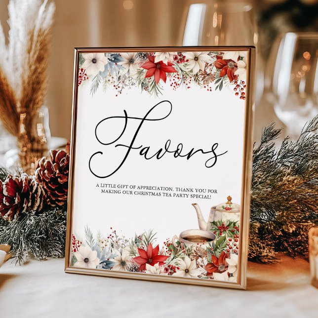 Poster Fête de thé de Noël Floral Fêtes Faveurs (Créateur téléchargé)