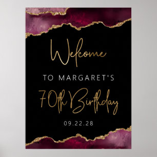 Poster Fête des 70 ans Bourgogne Or Agate Bienvenue