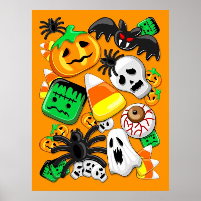Poster Fête des Candies Éffrayantes d'Halloween (Devant)