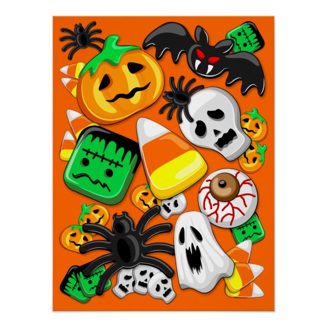 Poster Fête des Candies Éffrayantes d'Halloween (Devant)