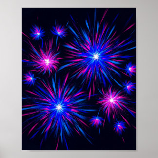 Poster Fête des feux d'artifice Neon - Art Abstrait mural