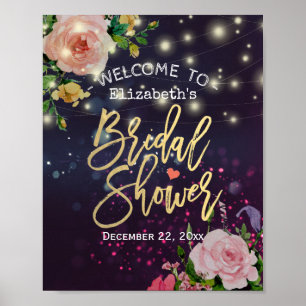 Poster Fête des mariées Bienvenue Floral Purple String Lu