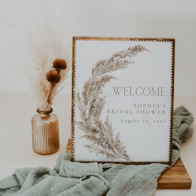 Poster Fête des mariées Boho Pampas Grass Bienvenue (Créateur téléchargé)