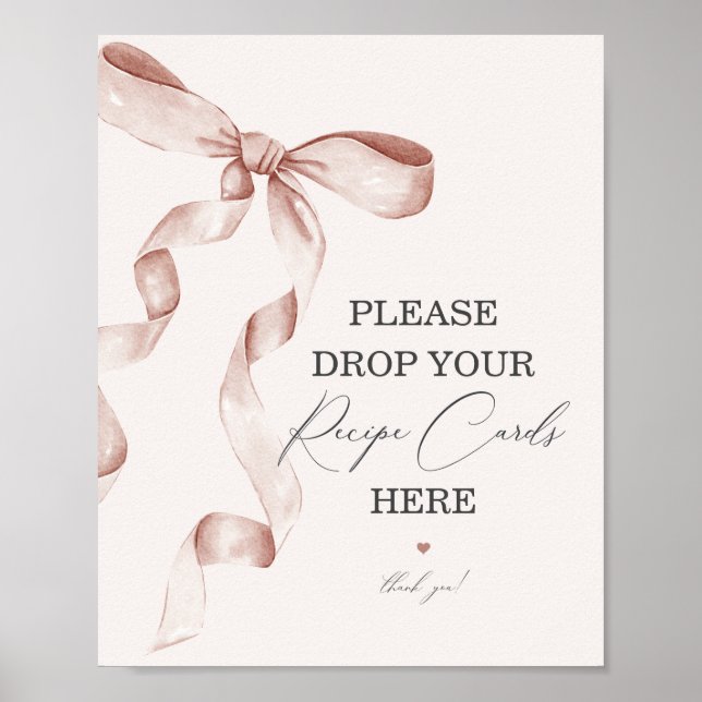 Poster Fête des mariées Bow beige Partager une carte de r (Devant)