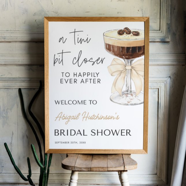 Poster Fête des mariées Bow Espresso Martini - 18x24 (Bow Espresso Martini Bridal Shower - 18x24 Poster)
