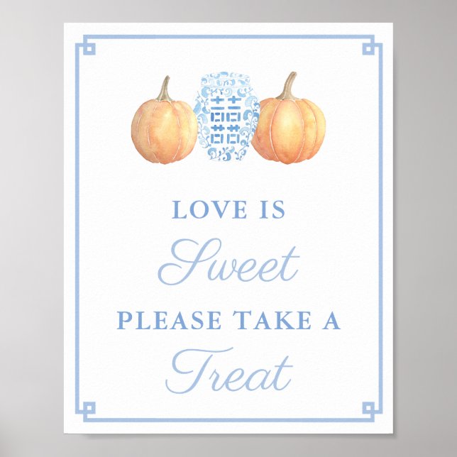 Poster Fête des mariées Classique Bleu Pâle Et Orange Cit (Devant)