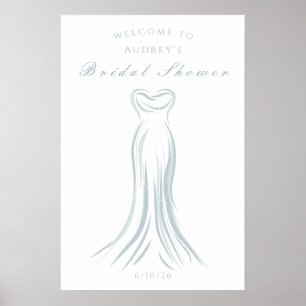 Poster Fête des mariées de bienvenue Mariage bleu