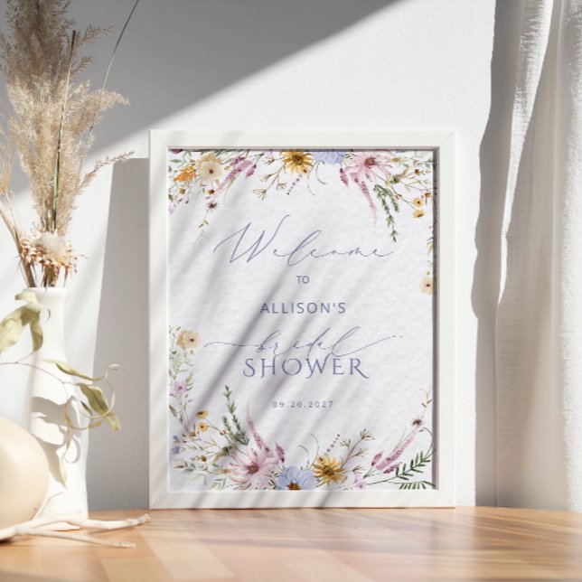 Poster Fête des mariées de Fleur sauvage rustique chic (Créateur téléchargé)