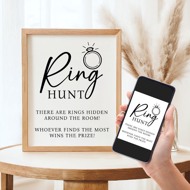 Poster Fête des mariées de la Chasse en Anneau Jeu de la  (DOWNLOADABLE Ring Hunt Bridal Shower Bachelorette Party Game Poster)