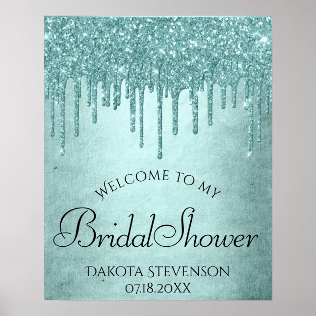 Poster Fête des mariées de luxe | Pastel Mint Green Pour (Devant)
