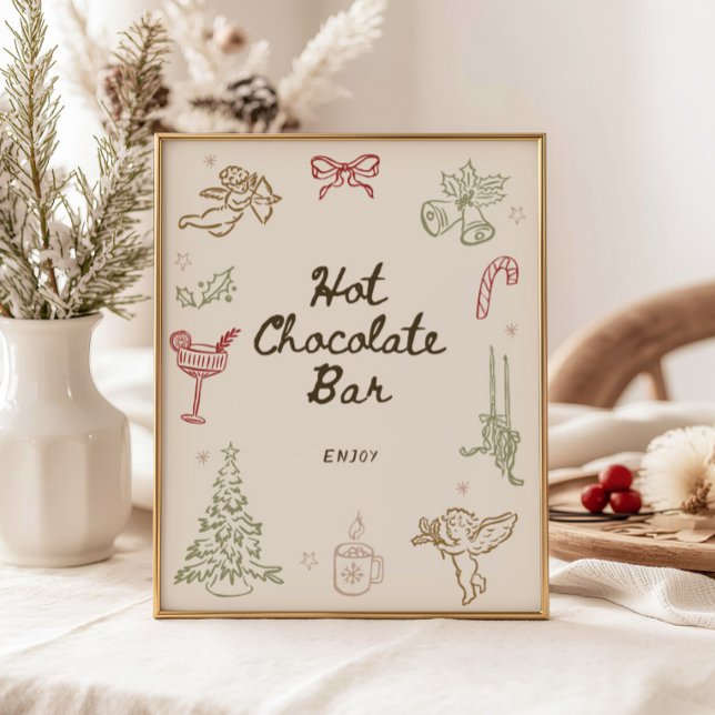 Poster Fête des mariées de Noël Whimsical Chocolat chaud (Créateur téléchargé)