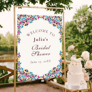 Poster Fête des mariées de style floral ivoire de luxe Wh