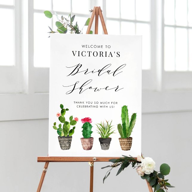 Poster Fête des mariées de succulents et de cactus à pots (Créateur téléchargé)