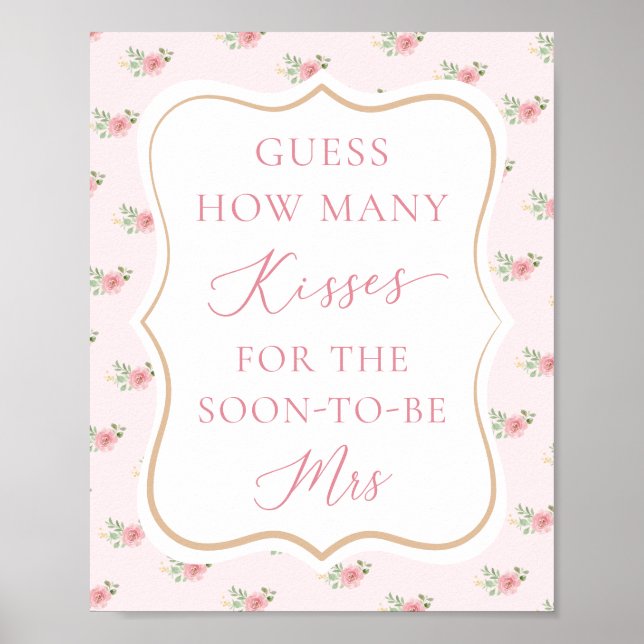 Poster Fête des mariées De Thé Nuptiale Devine Combien (Devant)