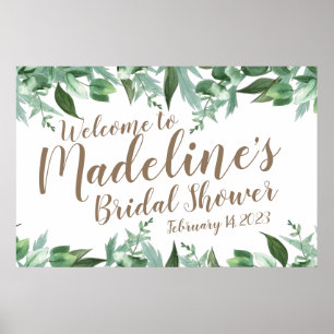 Poster Fête des mariées de verdure Script Watercolor Bien