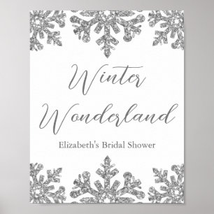 Poster Fête des mariées d'hiver Silver Snowflake