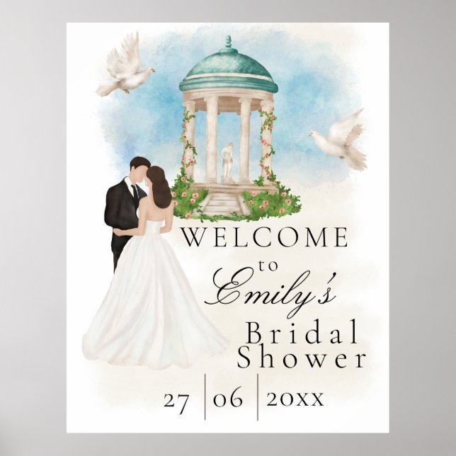 Poster Fête des mariées Élégante| Mariée & Salle| Gazebo (Devant)