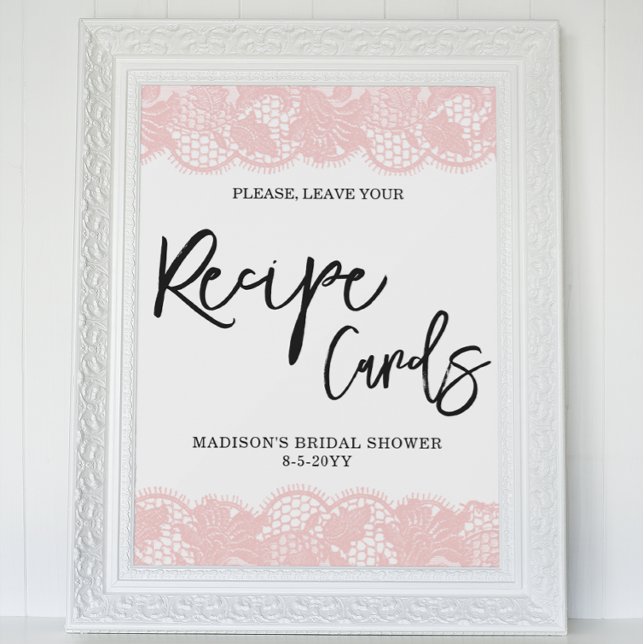 Poster Fête des mariées en dentelle rose - Panneau de rec (Créateur téléchargé)